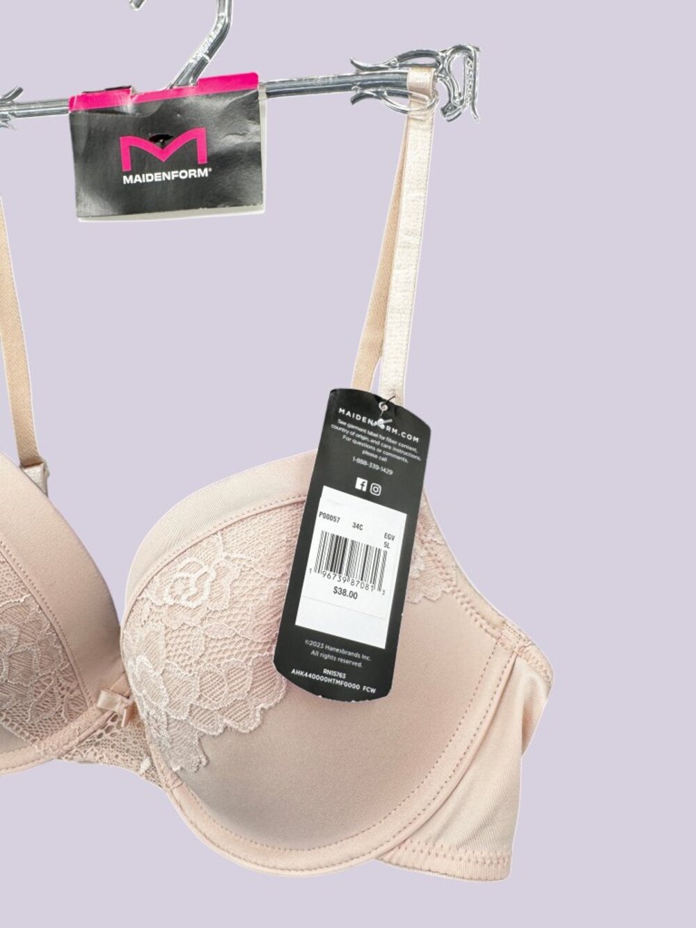 Maidenform Pink Lace Underwire Push-Up - Picture 2 of 4